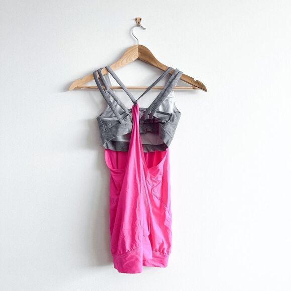 Lululemon Athletica Women Built-In Bra Tank Top Gray & Pink Size 4 - Picture 2 of 7